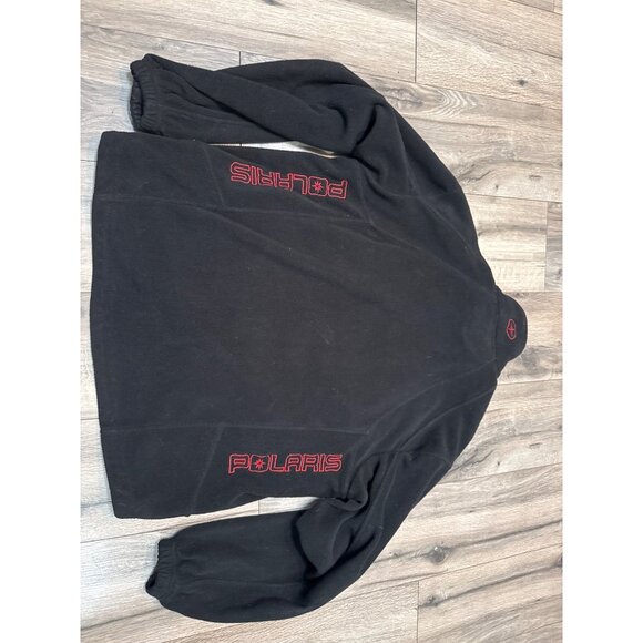 Polaris Mens Black Fleece Jacket L 100% Polyester With Zippered Pockets & Logo E - Picture 10 of 13